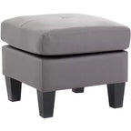 Pouf carré en similicuir, mousse haute densité, cadre en bois et pieds en résine, 23"x23"x19"