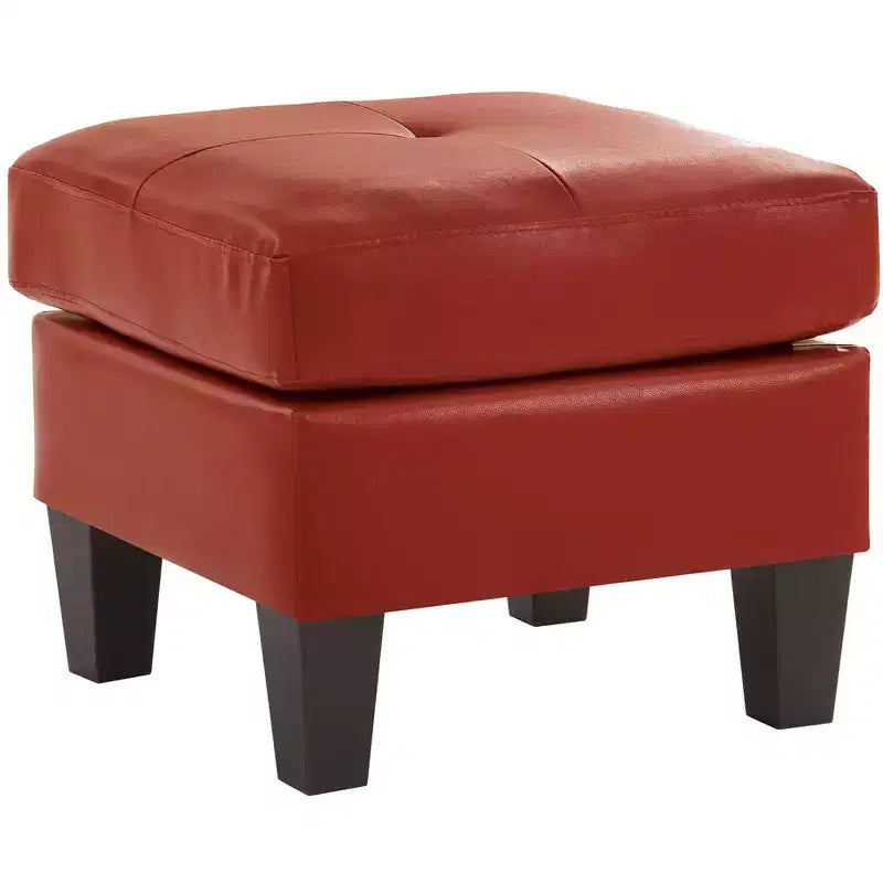Pouf carré en similicuir, mousse haute densité, cadre en bois et pieds en résine, 23"x23"x19"