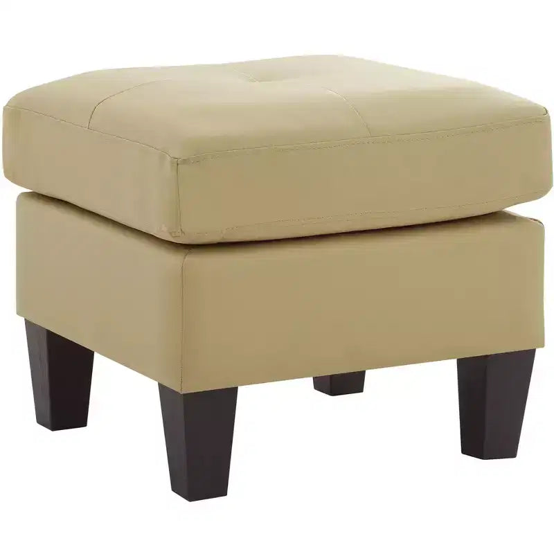 Pouf carré en similicuir, mousse haute densité, cadre en bois et pieds en résine, 23"x23"x19"