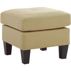 Pouf carré en similicuir, mousse haute densité, cadre en bois et pieds en résine, 23"x23"x19"
