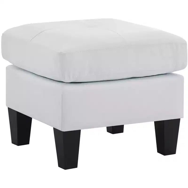 Pouf carré en similicuir, mousse haute densité, cadre en bois et pieds en résine, 23"x23"x19"