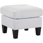 Pouf carré en similicuir, mousse haute densité, cadre en bois et pieds en résine, 23"x23"x19"