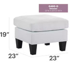 Pouf carré en similicuir, mousse haute densité, cadre en bois et pieds en résine, 23"x23"x19"