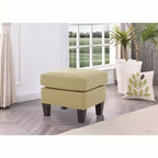 Pouf carré en similicuir, mousse haute densité, cadre en bois et pieds en résine, 23"x23"x19"