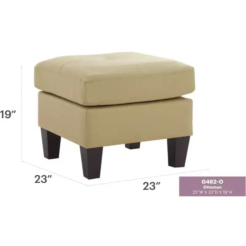 Pouf carré en similicuir, mousse haute densité, cadre en bois et pieds en résine, 23"x23"x19"