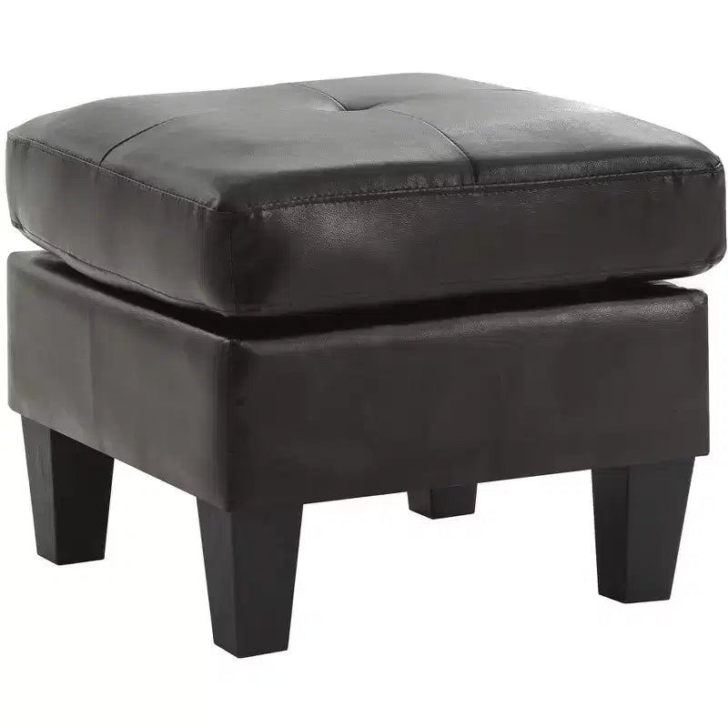 Pouf carré en similicuir, mousse haute densité, cadre en bois et pieds en résine, 23"x23"x19"