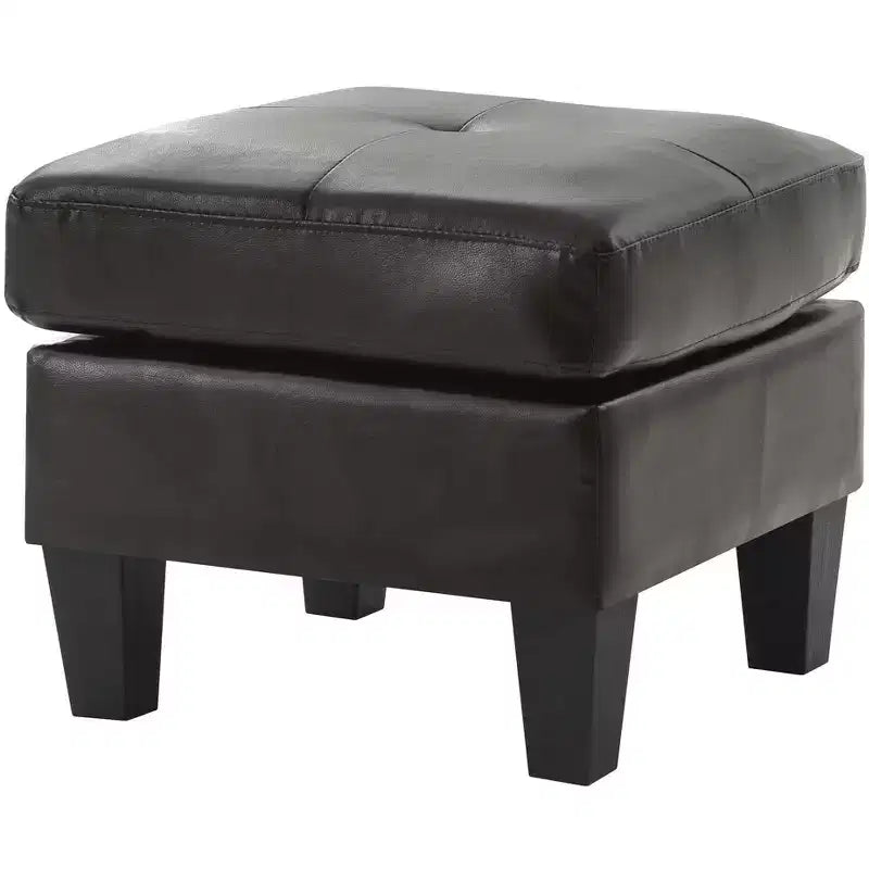 Pouf carré en similicuir, mousse haute densité, cadre en bois et pieds en résine, 23"x23"x19"