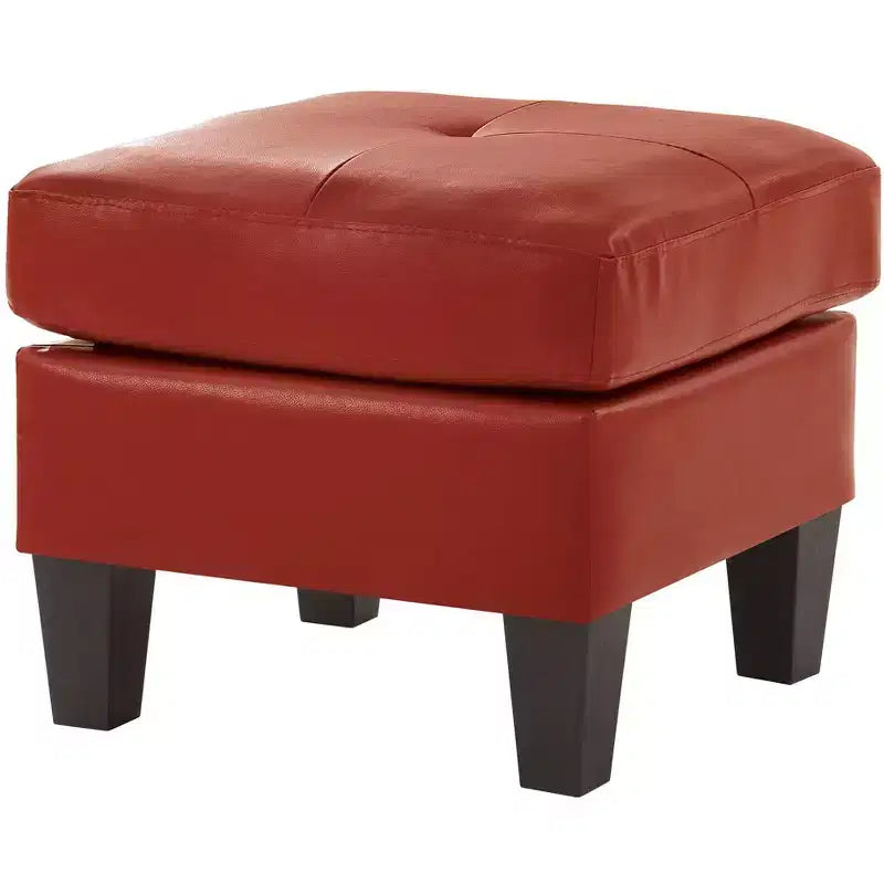 Pouf carré en similicuir, mousse haute densité, cadre en bois et pieds en résine, 23"x23"x19"