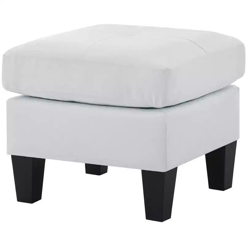 Pouf carré en similicuir, mousse haute densité, cadre en bois et pieds en résine, 23"x23"x19"