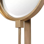 Miroir mural contemporain avec boutons, cadre en fer feuille d'or, 4 verres biseautés ronds, 25,4 x 152,4 cm