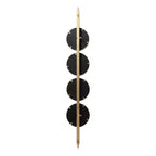 Miroir mural contemporain avec boutons, cadre en fer feuille d'or, 4 verres biseautés ronds, 25,4 x 152,4 cm