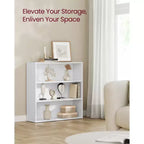 Étagère ouverte à 5 niveaux avec tablettes réglables et kit anti-basculement, 23,6"x9,4"x63,1", Blanc nuage