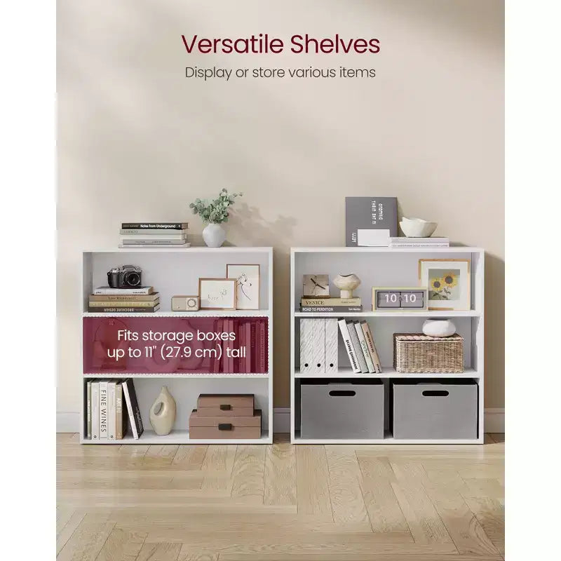 Étagère ouverte à 5 niveaux avec tablettes réglables et kit anti-basculement, 23,6"x9,4"x63,1", Blanc nuage