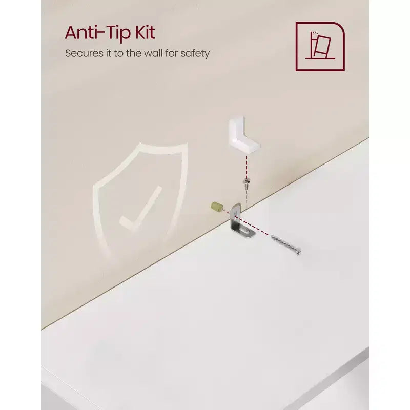 Étagère ouverte à 5 niveaux avec tablettes réglables et kit anti-basculement, 23,6"x9,4"x63,1", Blanc nuage