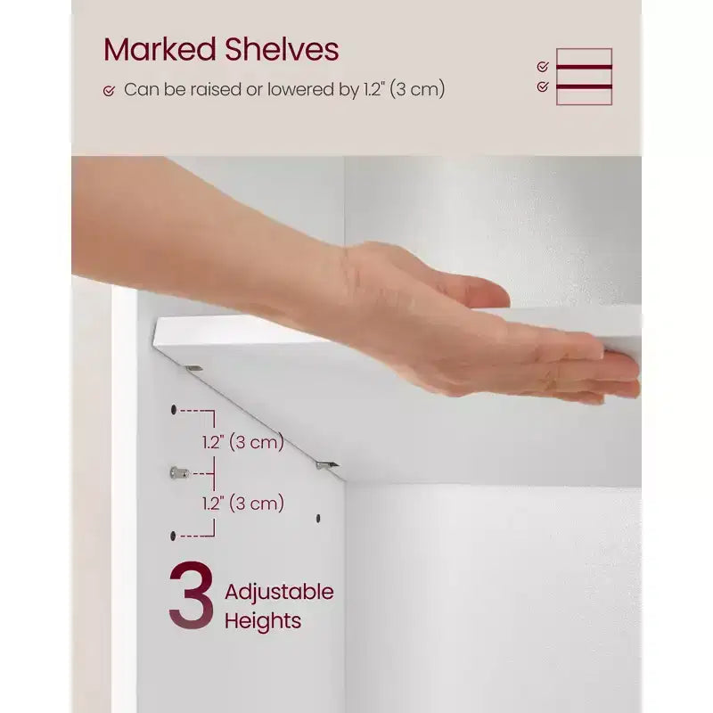 Étagère ouverte à 5 niveaux avec tablettes réglables et kit anti-basculement, 23,6"x9,4"x63,1", Blanc nuage