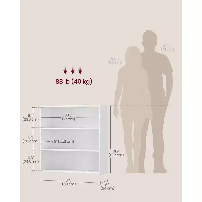 Étagère ouverte à 5 niveaux avec tablettes réglables et kit anti-basculement, 23,6"x9,4"x63,1", Blanc nuage