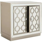 Armoire à 2 portes, finition champagne et miroir, acacia et MDF, 31,9"x16"x29"