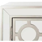 Armoire à 2 portes, finition champagne et miroir, acacia et MDF, 31,9"x16"x29"
