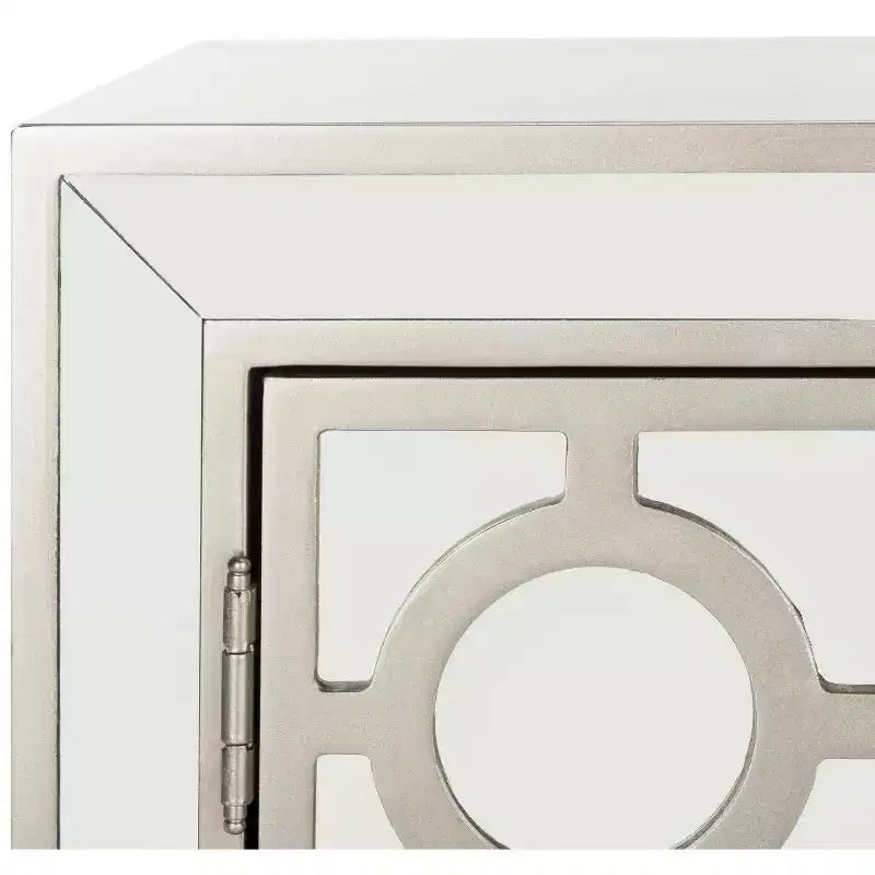 Armoire à 2 portes, finition champagne et miroir, acacia et MDF, 31,9"x16"x29"