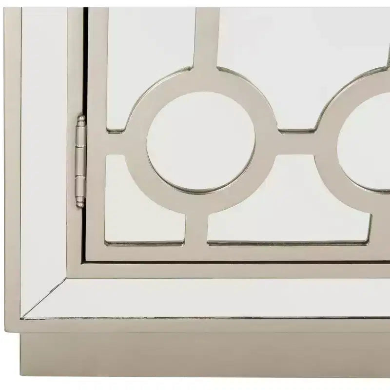 Armoire à 2 portes, finition champagne et miroir, acacia et MDF, 31,9"x16"x29"