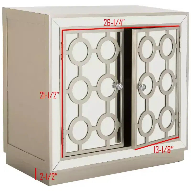Armoire à 2 portes, finition champagne et miroir, acacia et MDF, 31,9"x16"x29"