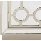 Armoire à 2 portes, finition champagne et miroir, acacia et MDF, 31,9"x16"x29"