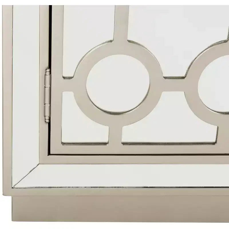Armoire à 2 portes, finition champagne et miroir, acacia et MDF, 31,9"x16"x29"