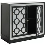 Armoire à 2 portes, finition champagne et miroir, acacia et MDF, 31,9"x16"x29"