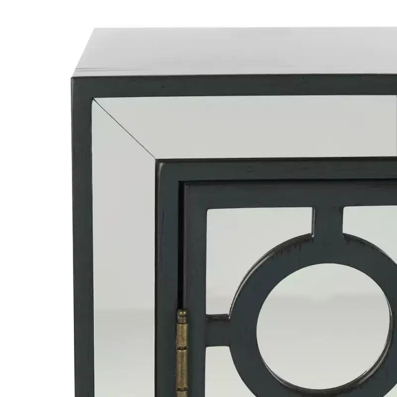 Armoire à 2 portes, finition champagne et miroir, acacia et MDF, 31,9"x16"x29"