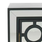 Armoire à 2 portes, finition champagne et miroir, acacia et MDF, 31,9"x16"x29"