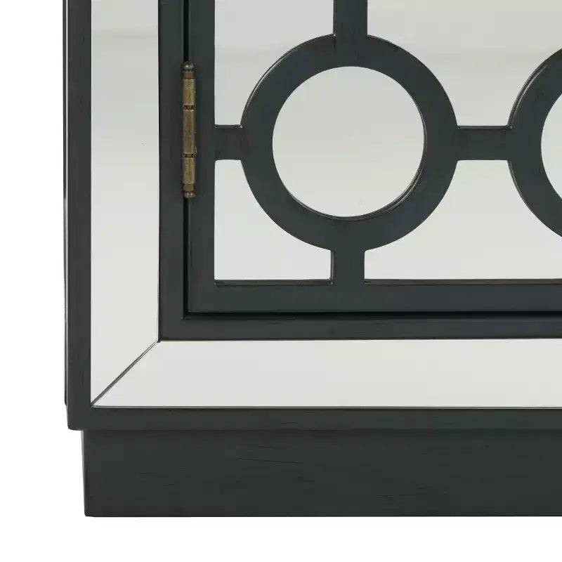 Armoire à 2 portes, finition champagne et miroir, acacia et MDF, 31,9"x16"x29"