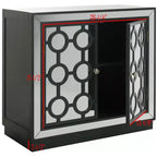 Armoire à 2 portes, finition champagne et miroir, acacia et MDF, 31,9"x16"x29"
