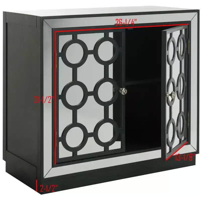 Armoire à 2 portes, finition champagne et miroir, acacia et MDF, 31,9"x16"x29"