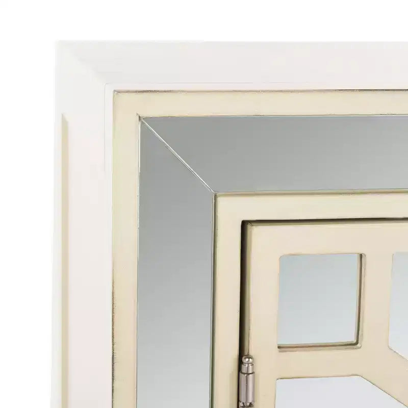 Armoire à 2 portes, finition champagne et miroir, acacia et MDF, 31,9"x16"x29"