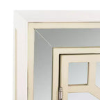 Armoire à 2 portes, finition champagne et miroir, acacia et MDF, 31,9"x16"x29"