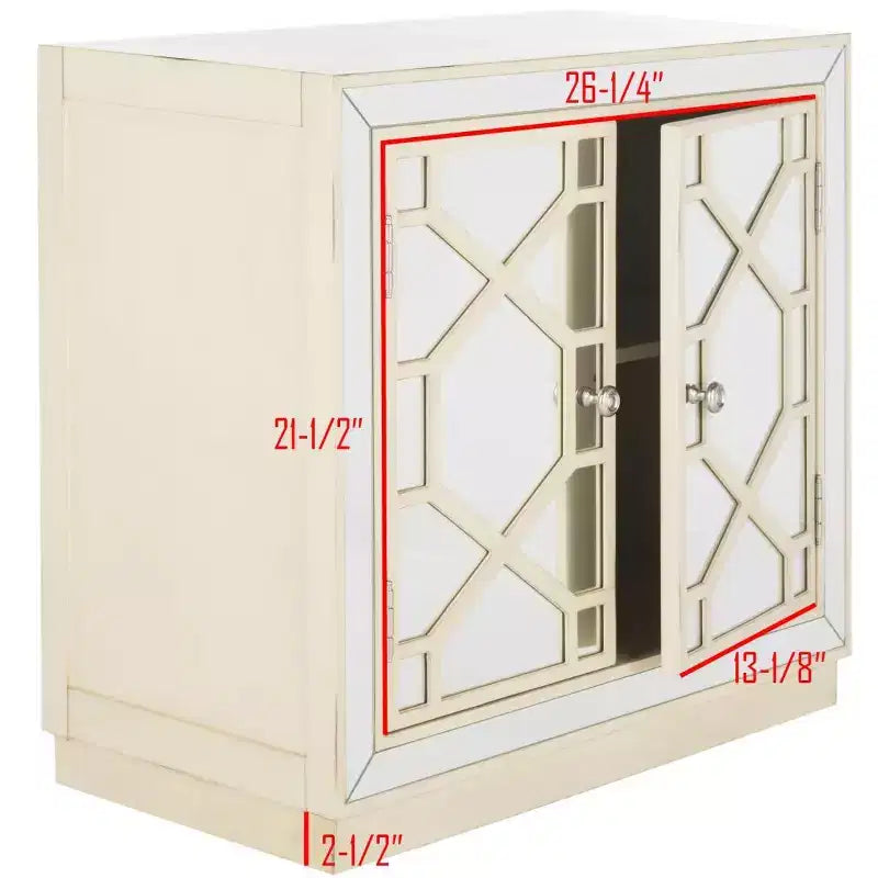Armoire à 2 portes, finition champagne et miroir, acacia et MDF, 31,9"x16"x29"