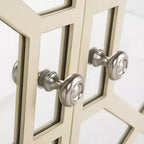 Armoire à 2 portes, finition champagne et miroir, acacia et MDF, 31,9"x16"x29"