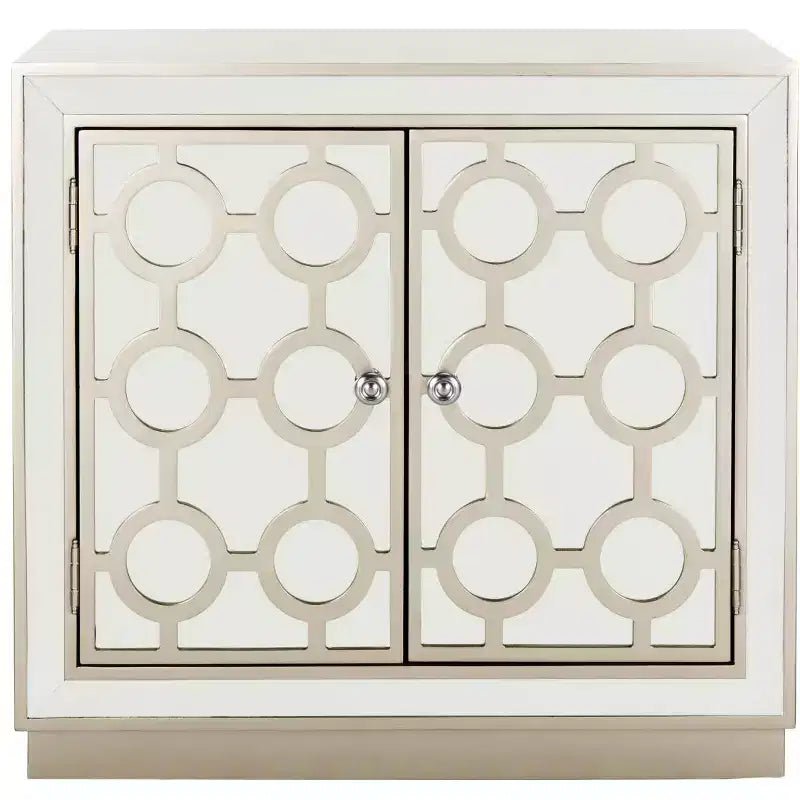 Armoire à 2 portes, finition champagne et miroir, acacia et MDF, 31,9"x16"x29"