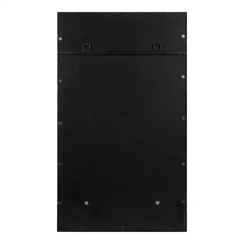 Miroir mural rectangulaire avec étagère en bois, cadre en métal noir et marron rustique, 20"x34"