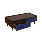 Table basse nervurée avec tiroir et étagère inférieure, table d'appoint moderne pour salon
