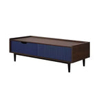 Table basse nervurée avec tiroir et étagère inférieure, table d'appoint moderne pour salon