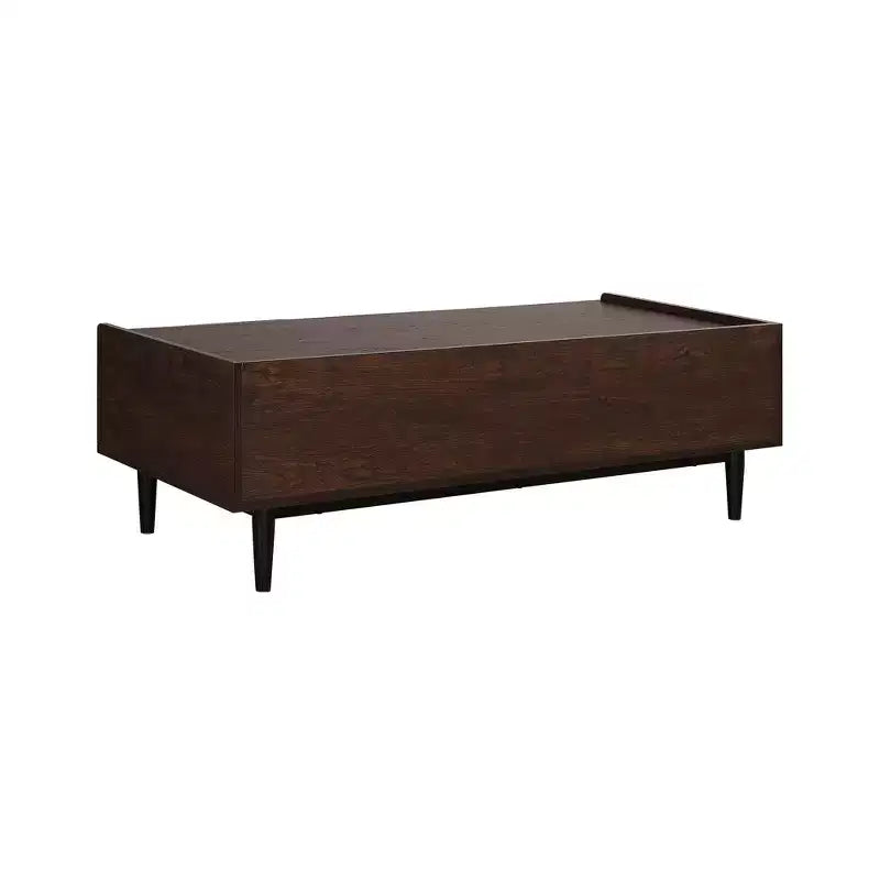 Table basse nervurée avec tiroir et étagère inférieure, table d'appoint moderne pour salon