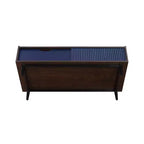 Table basse nervurée avec tiroir et étagère inférieure, table d'appoint moderne pour salon