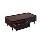 Table basse nervurée avec tiroir et étagère inférieure, table d'appoint moderne pour salon