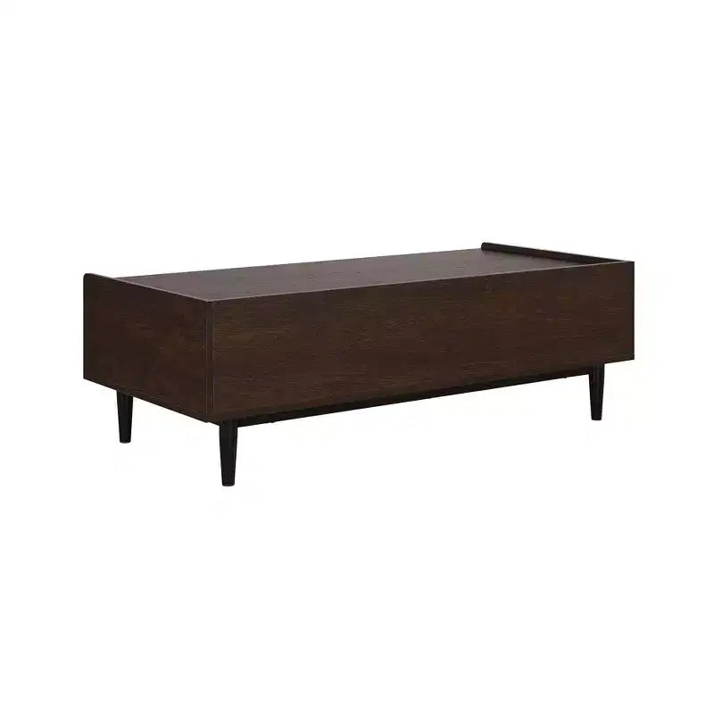 Table basse nervurée avec tiroir et étagère inférieure, table d'appoint moderne pour salon