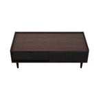 Table basse nervurée avec tiroir et étagère inférieure, table d'appoint moderne pour salon