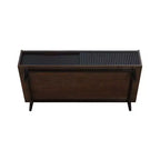 Table basse nervurée avec tiroir et étagère inférieure, table d'appoint moderne pour salon