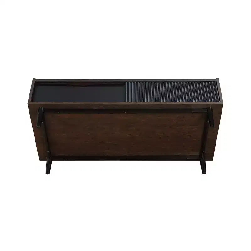 Table basse nervurée avec tiroir et étagère inférieure, table d'appoint moderne pour salon