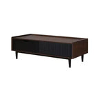 Table basse nervurée avec tiroir et étagère inférieure, table d'appoint moderne pour salon