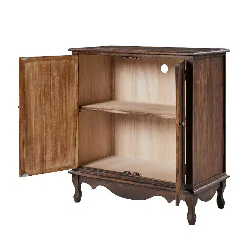 Ensemble de 2 armoires d'appoint de style rustique à 2 portes avec pieds réglables et gestion des câbles